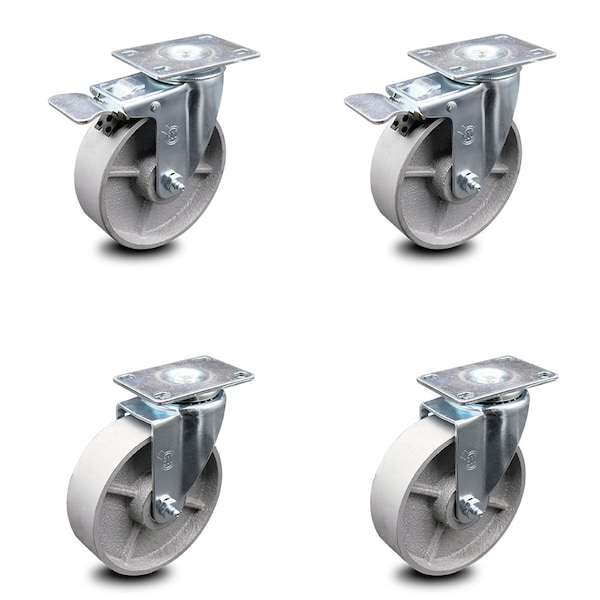 Service Caster 5 Inch Semi Steel Wheel Swivel Top Plate Caster Total Lock Brakes SCC, 2PK SCC-TTL20S515-SSR-2-S-2 - main